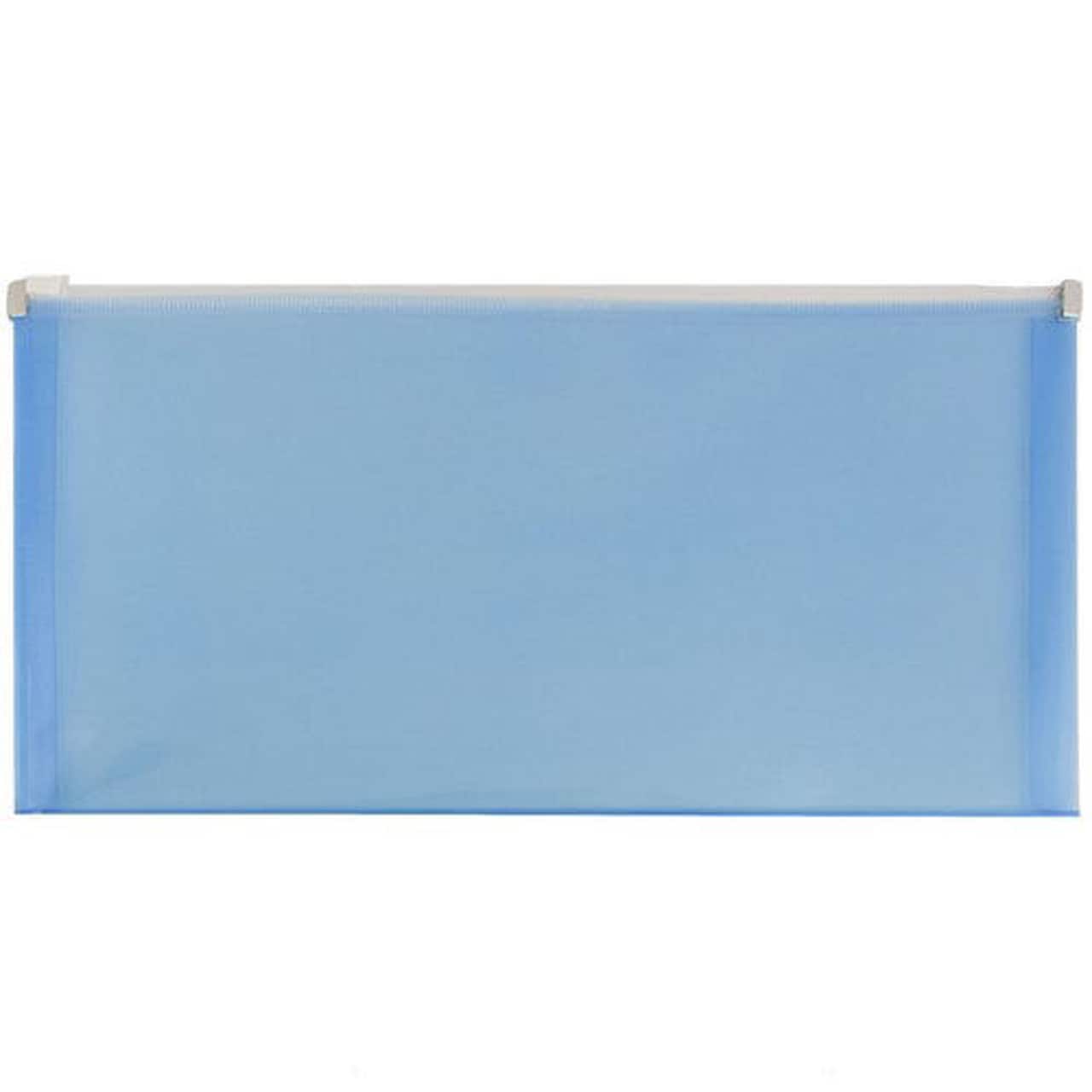 JAM Paper 5.25" x 10" Blue Plastic Zip Closure Envelopes, 108ct.